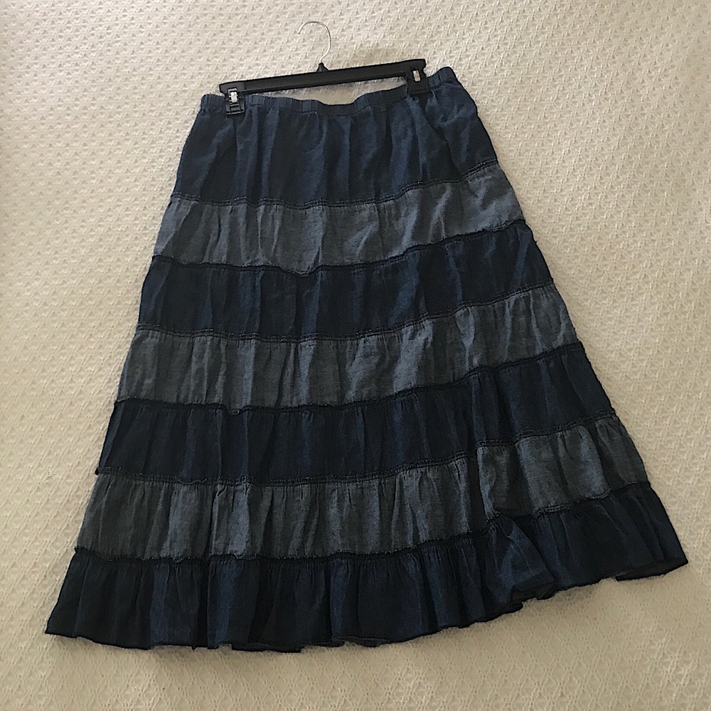 Stretchy Jean Skirt, Long, Size L